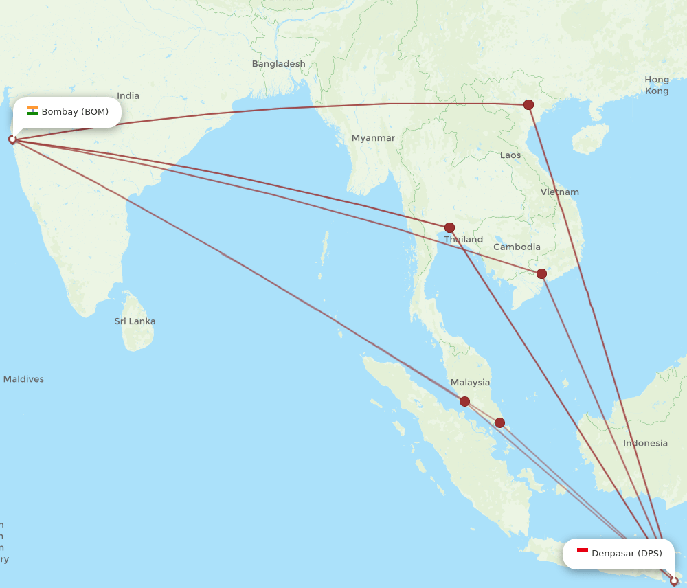 BOM-DPS flight routes
