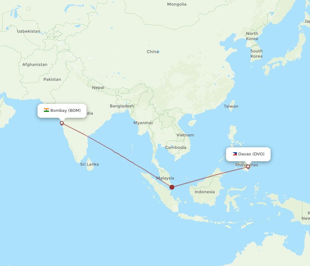 BOM-DVO flight routes