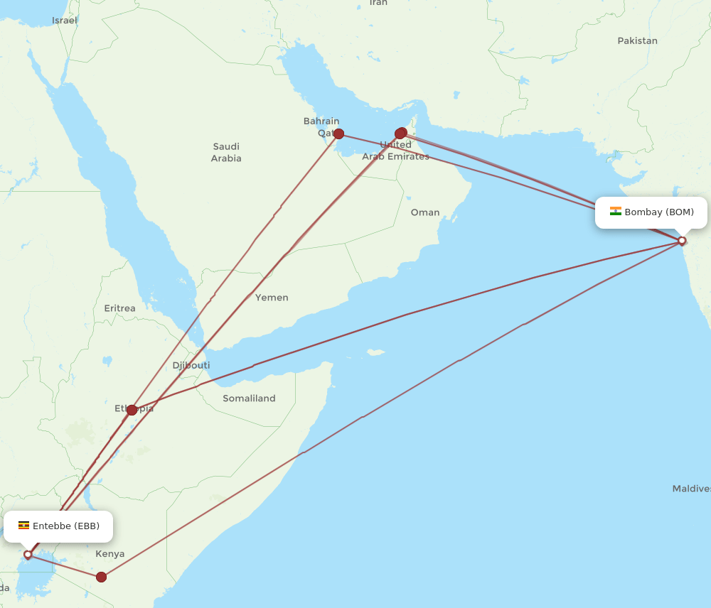 BOM-EBB flight routes