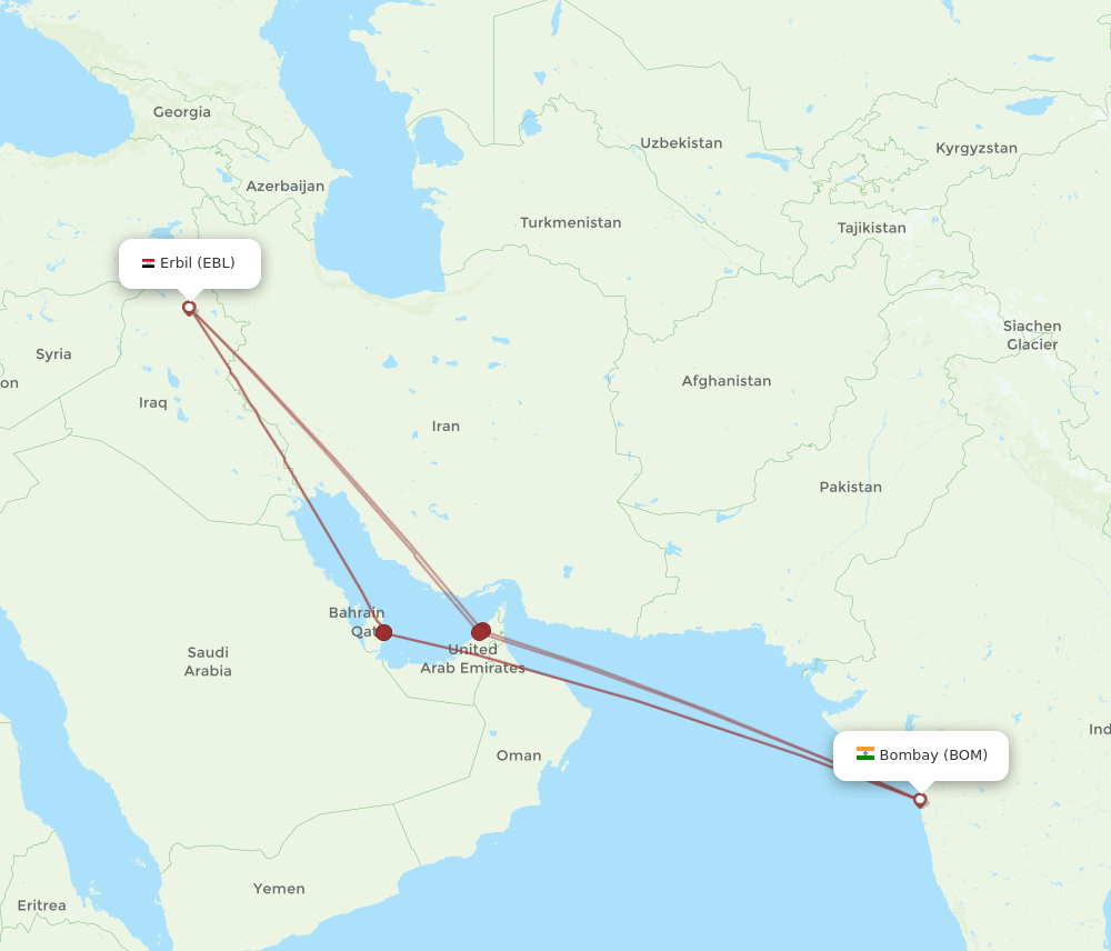 BOM-EBL flight routes