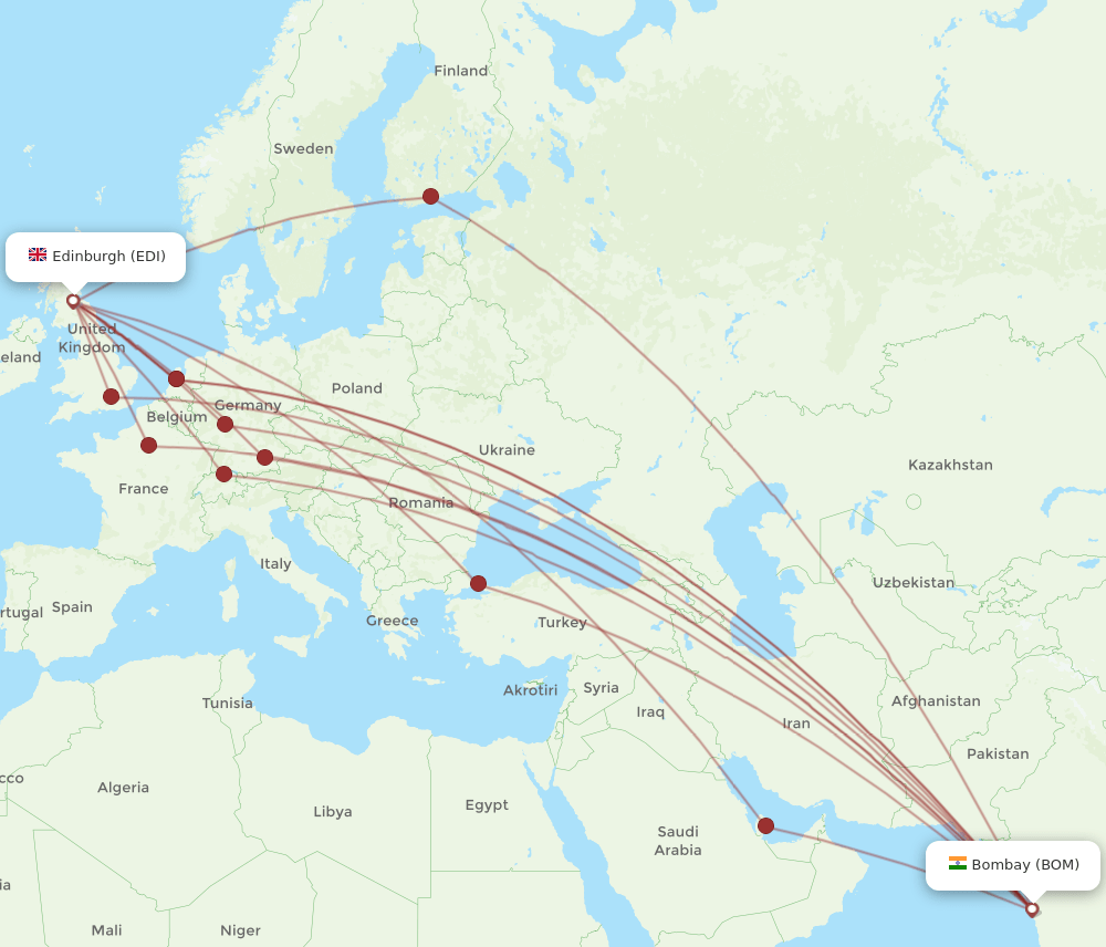 BOM-EDI flight routes