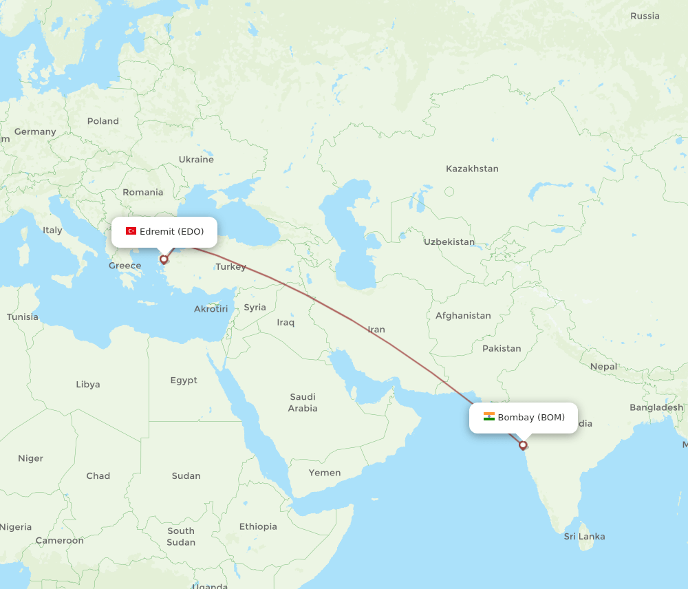 BOM-EDO flight routes