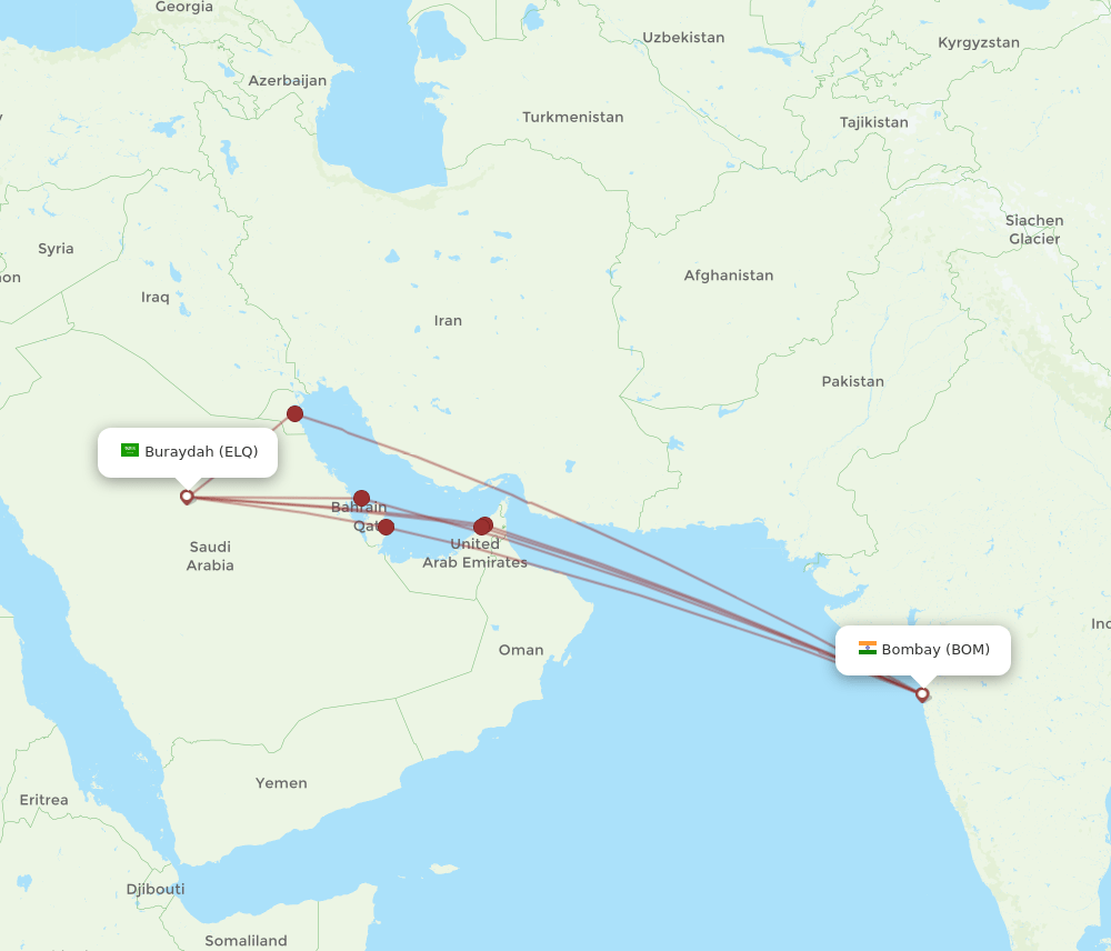 BOM-ELQ flight routes