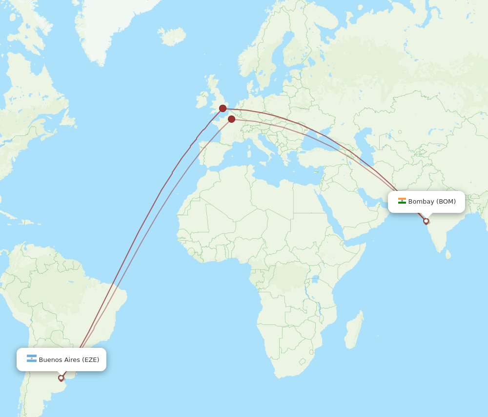 BOM to EZE flights and routes map