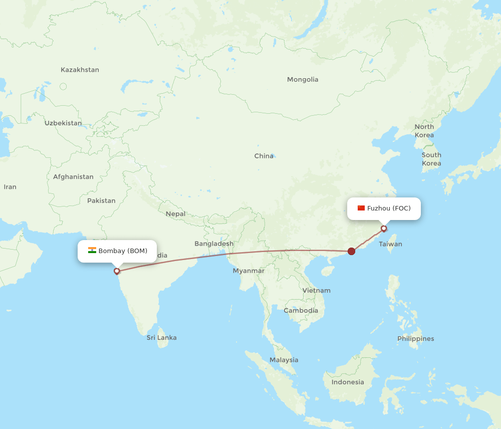 BOM to FOC flights and routes map