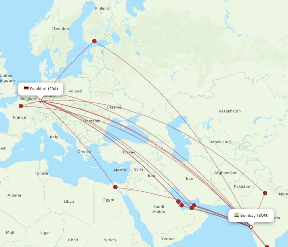 BOM to FRA flights and routes map
