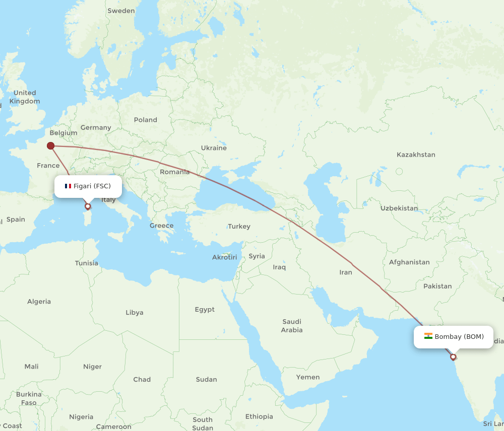 BOM-FSC flight routes