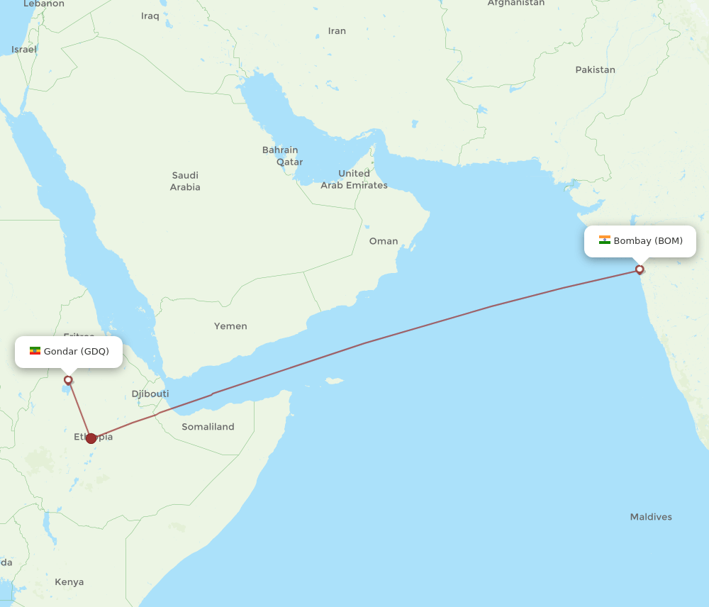 BOM-GDQ flight routes