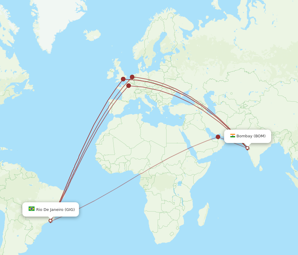 BOM to GIG flights and routes map