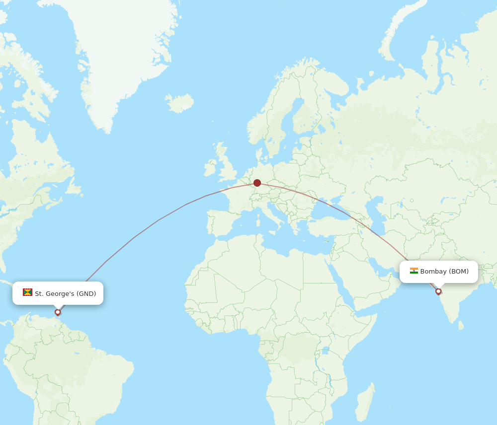 St. George's - Mumbai route map and flight paths