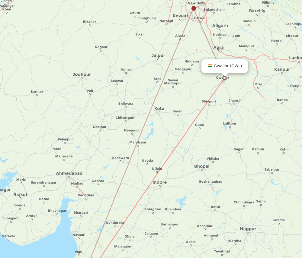 BOM-GWL flight routes