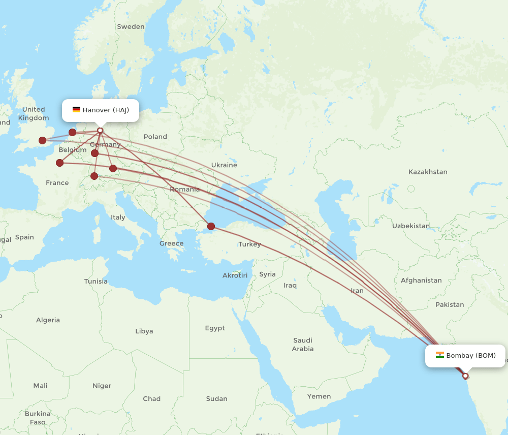 BOM-HAJ flight routes