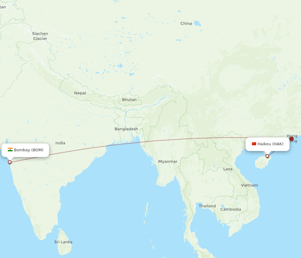 BOM-HAK flight routes