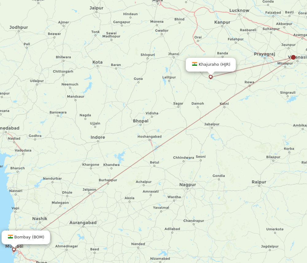 BOM-HJR flight routes