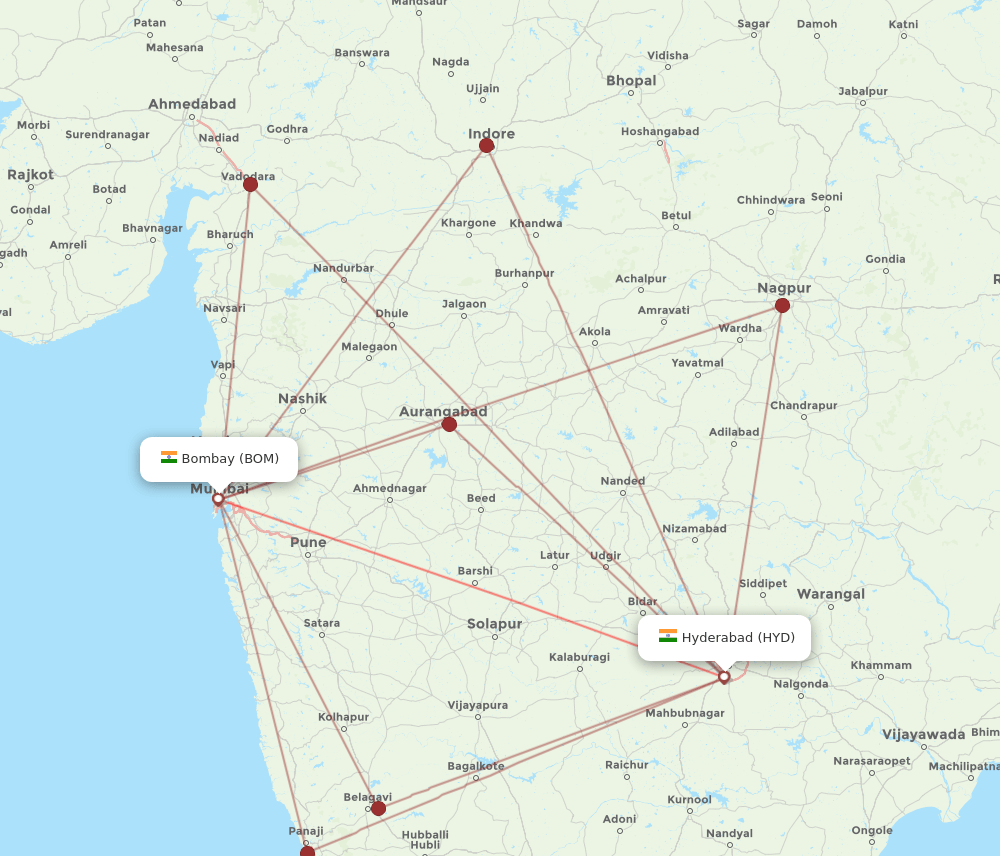 BOM-HYD flight routes