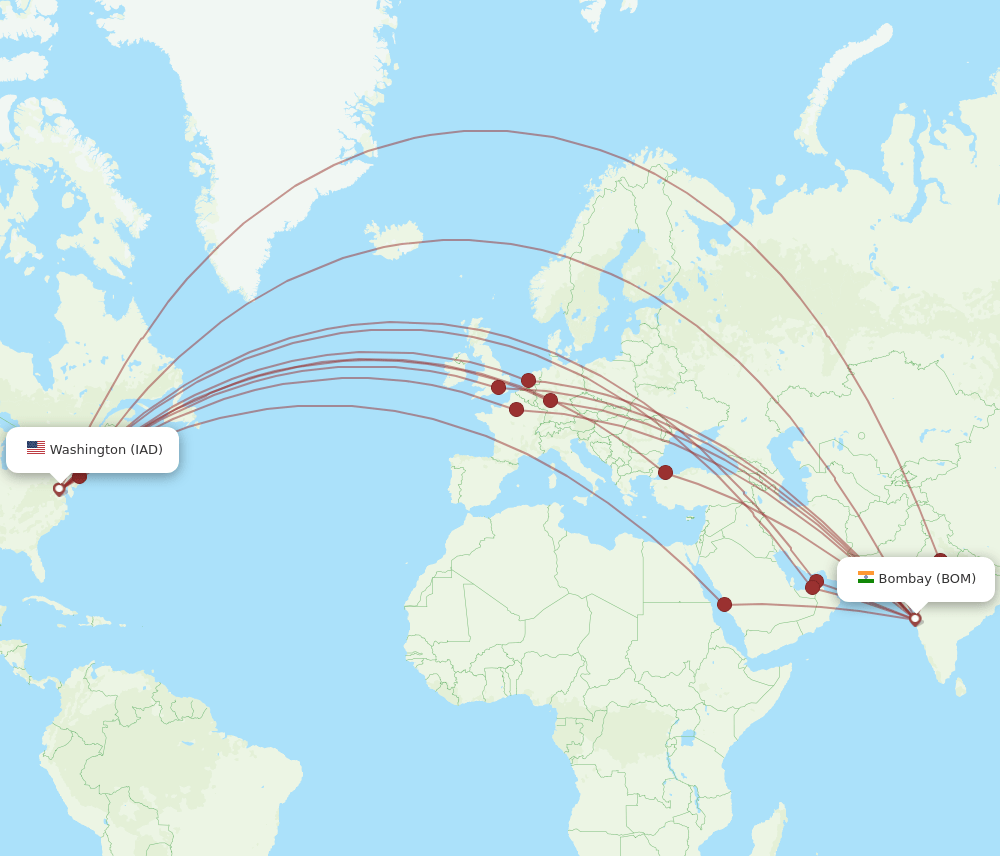 BOM-IAD flight routes