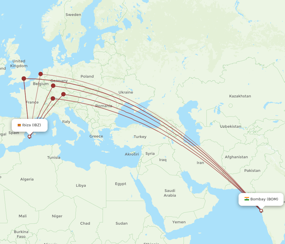 BOM-IBZ flight routes