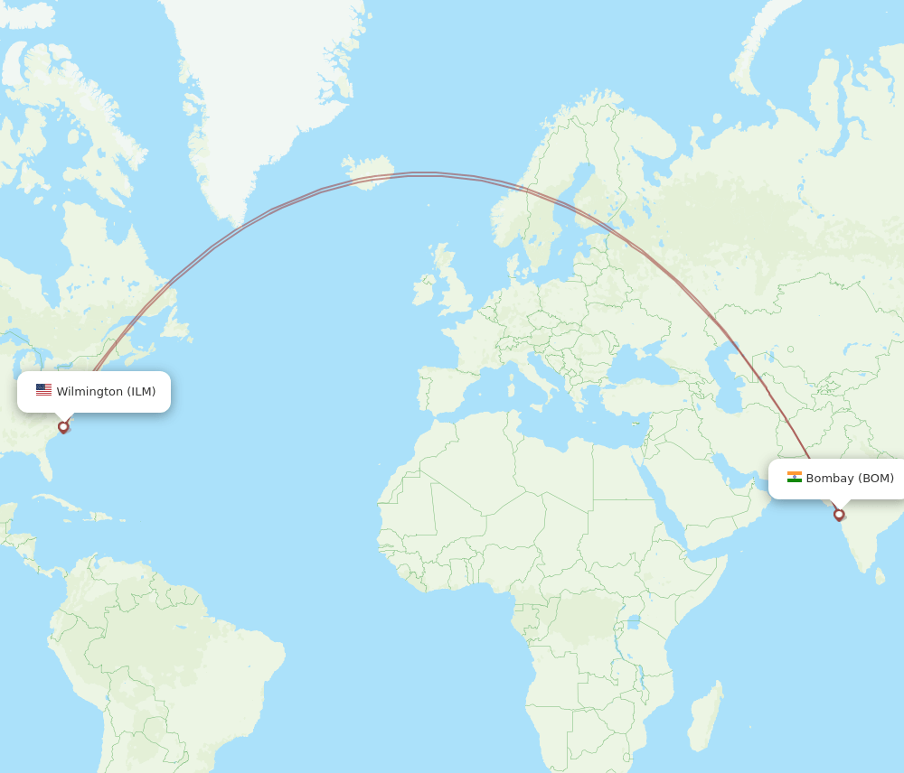 BOM-ILM flight routes