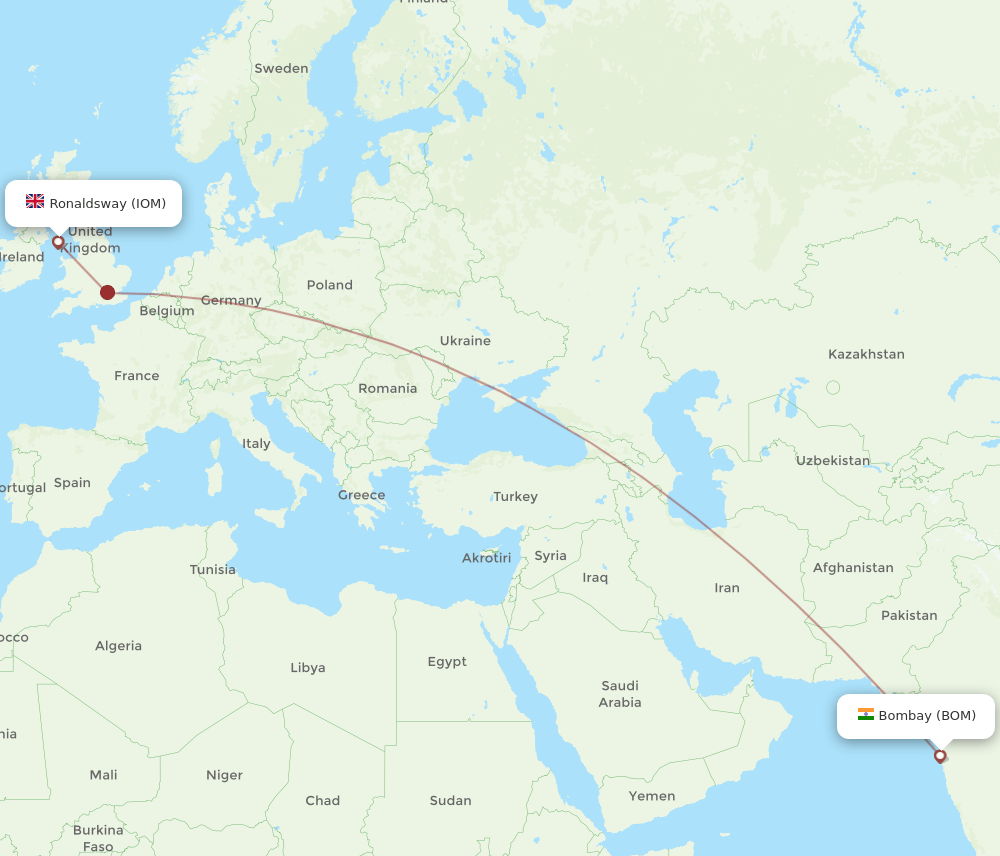 BOM-IOM flight routes