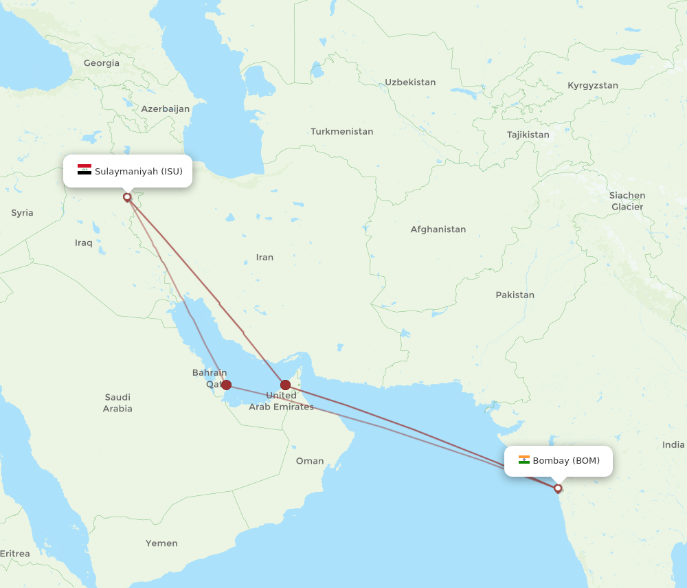 BOM-ISU flight routes
