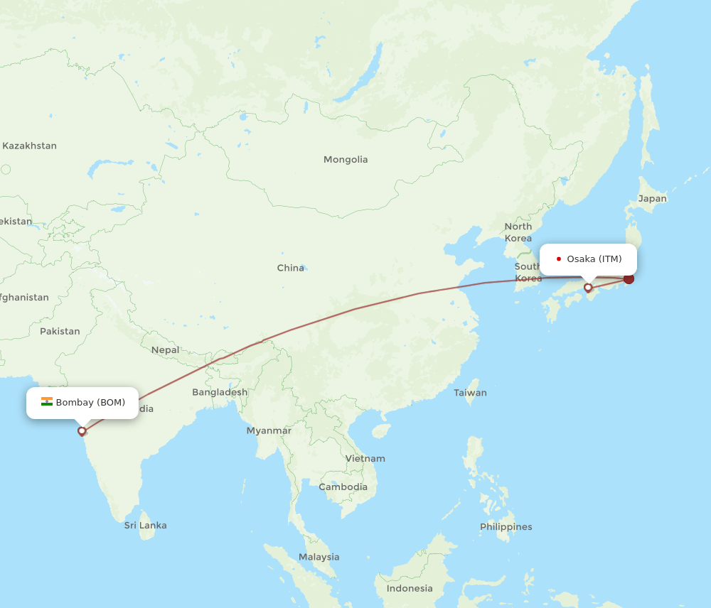 BOM-ITM flight routes