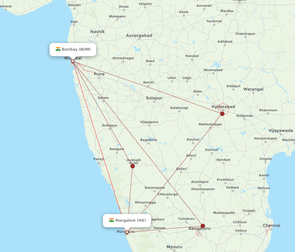 BOM-IXE flight routes