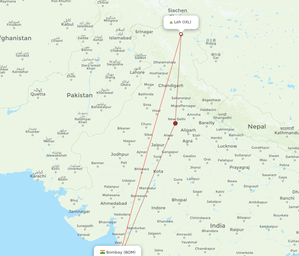 BOM-IXL flight routes