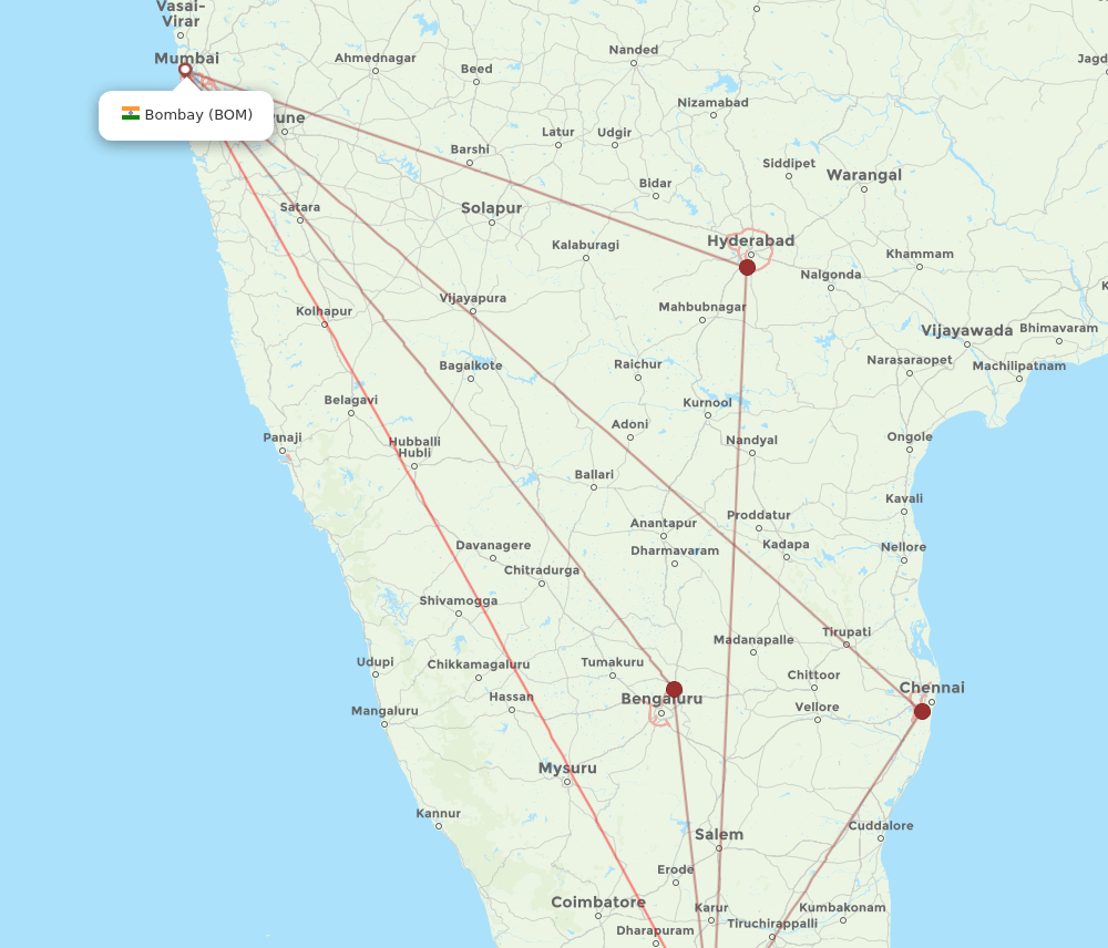 BOM-IXM flight routes