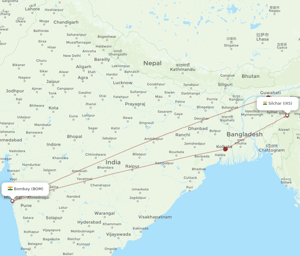 BOM-IXS flight routes