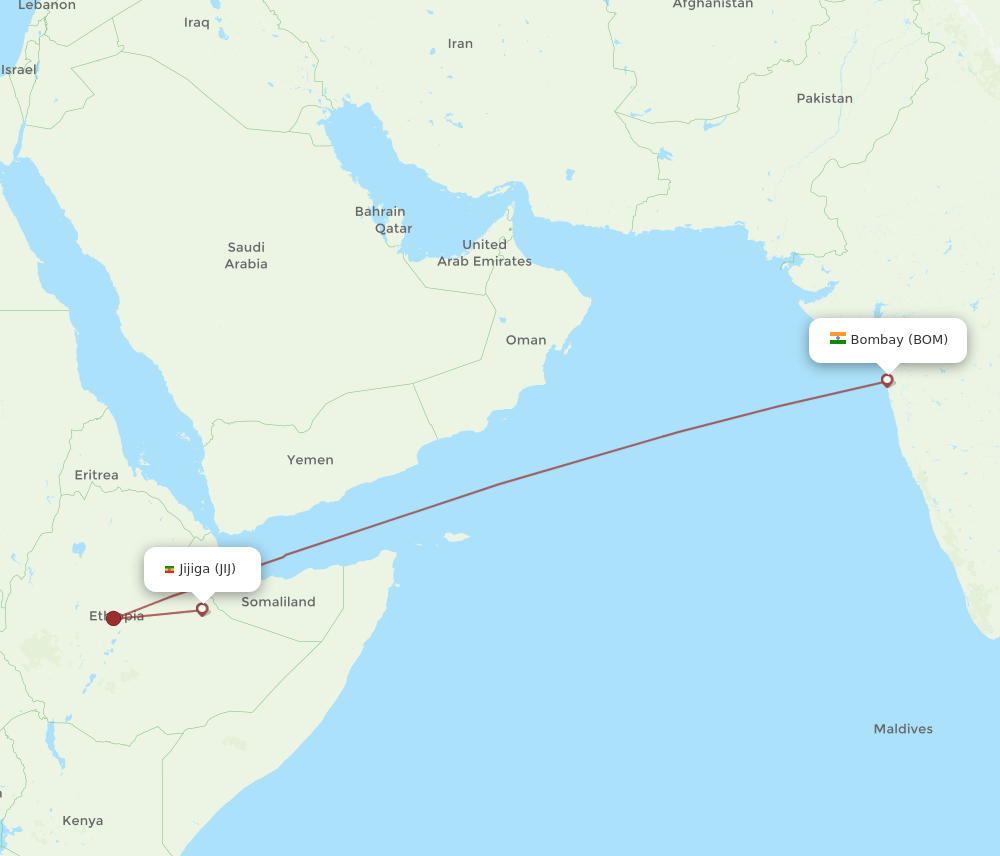 BOM-JIJ flight routes