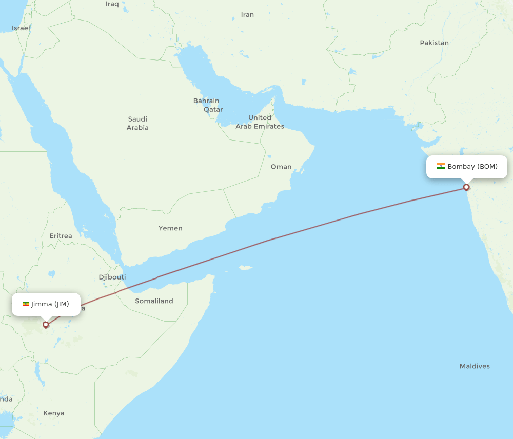 BOM-JIM flight routes