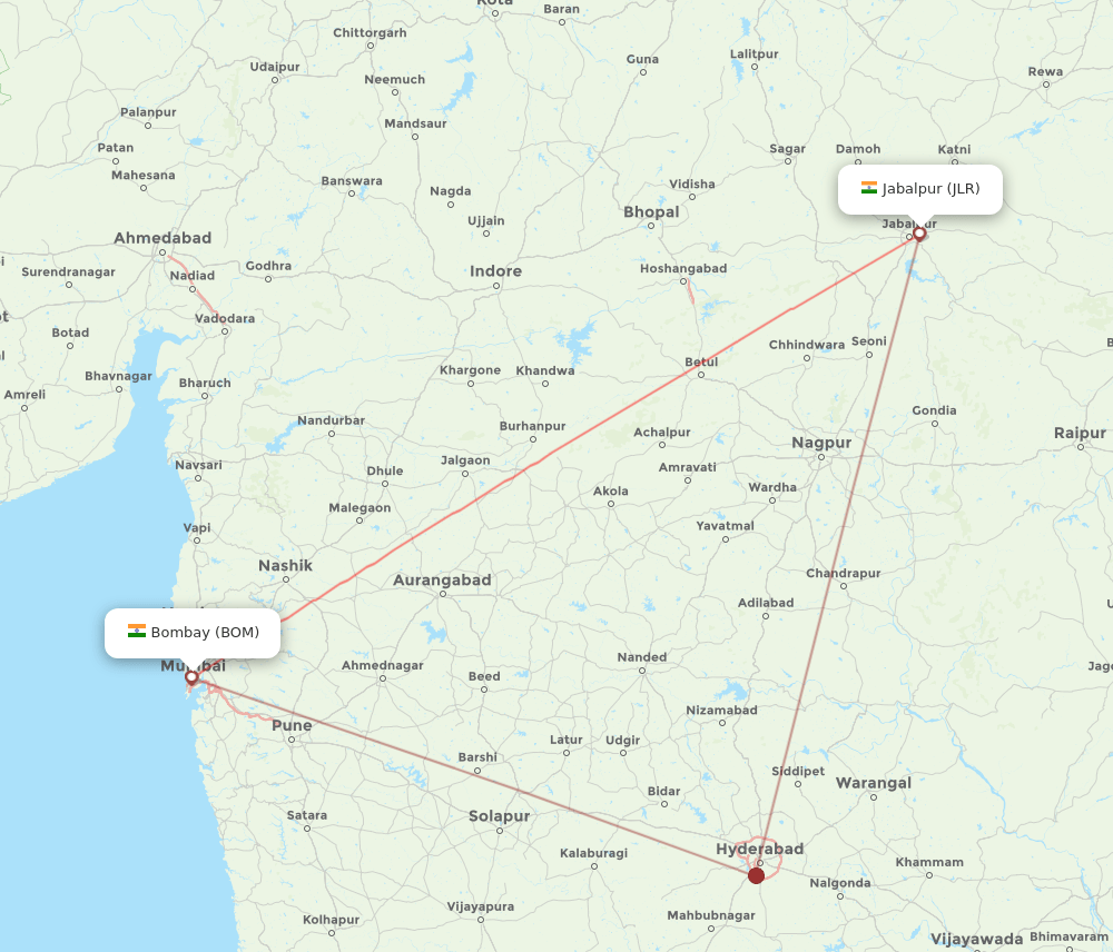 BOM-JLR flight routes