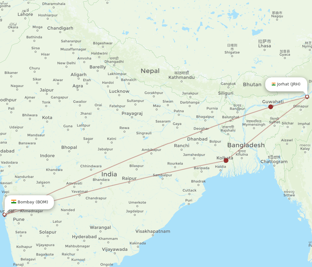 BOM-JRH flight routes