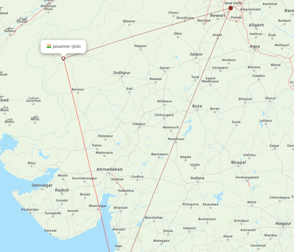 BOM to JSA flights and routes map