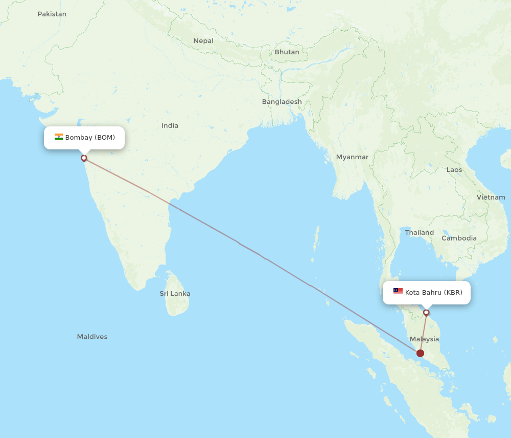 BOM-KBR flight routes