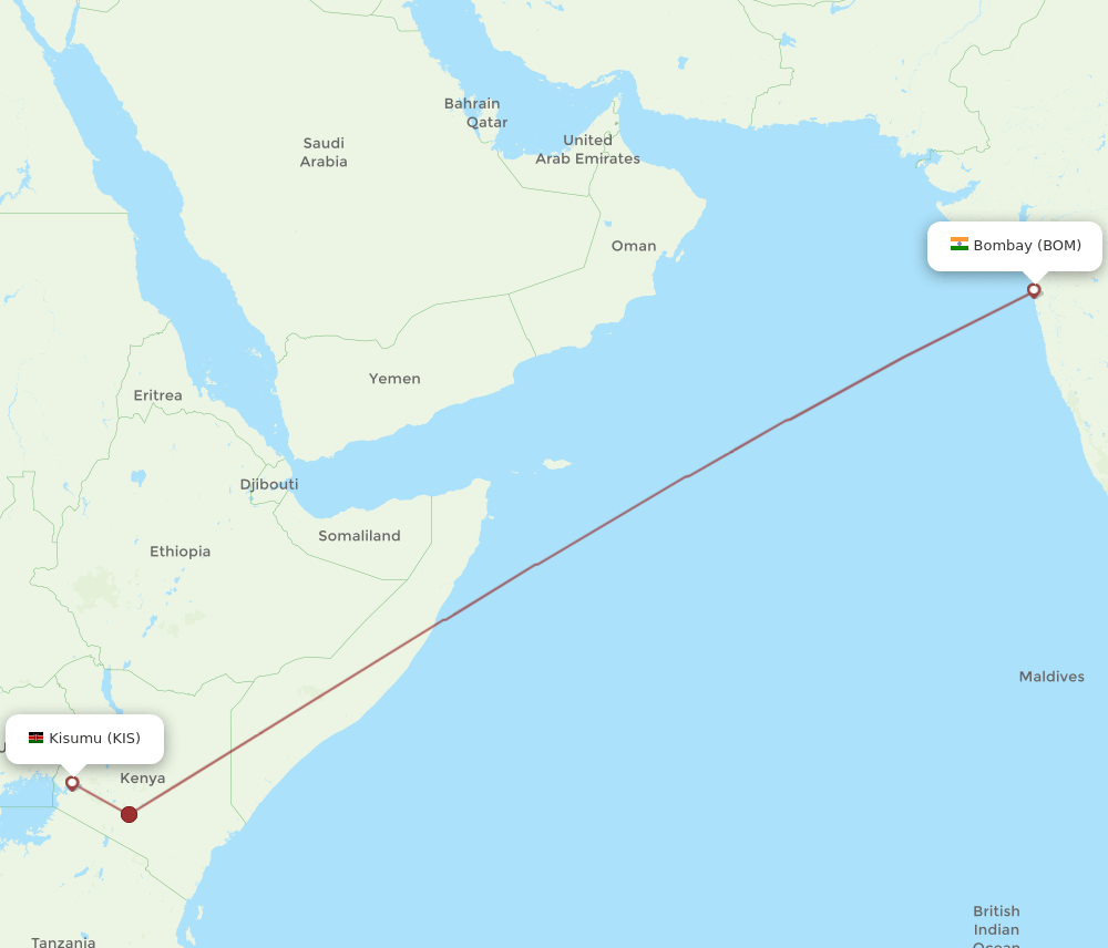 BOM-KIS flight routes