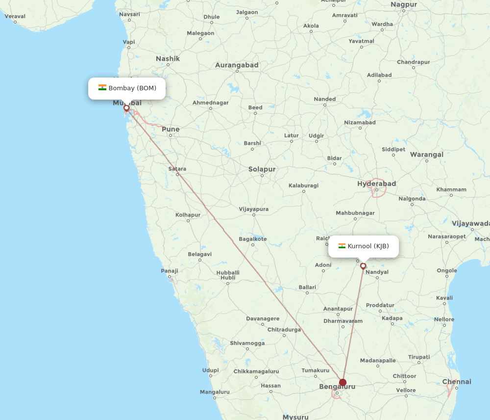 BOM-KJB flight routes