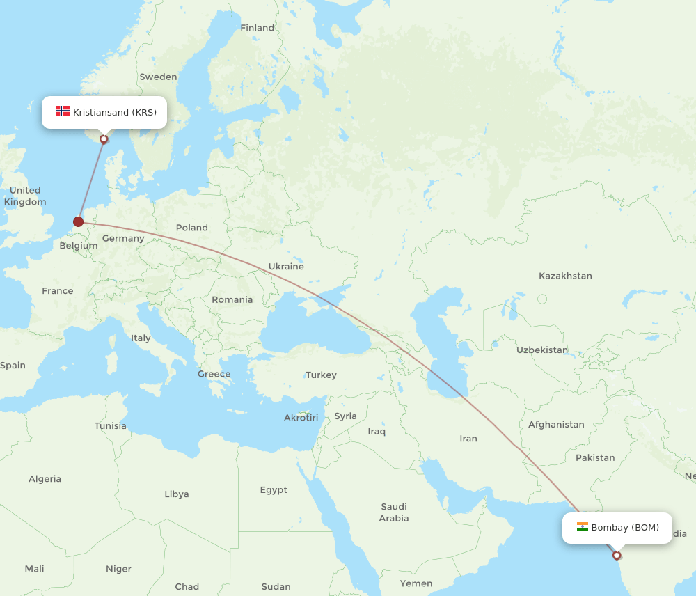 BOM-KRS flight routes