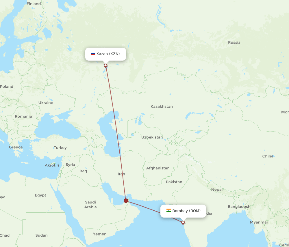 BOM-KZN flight routes