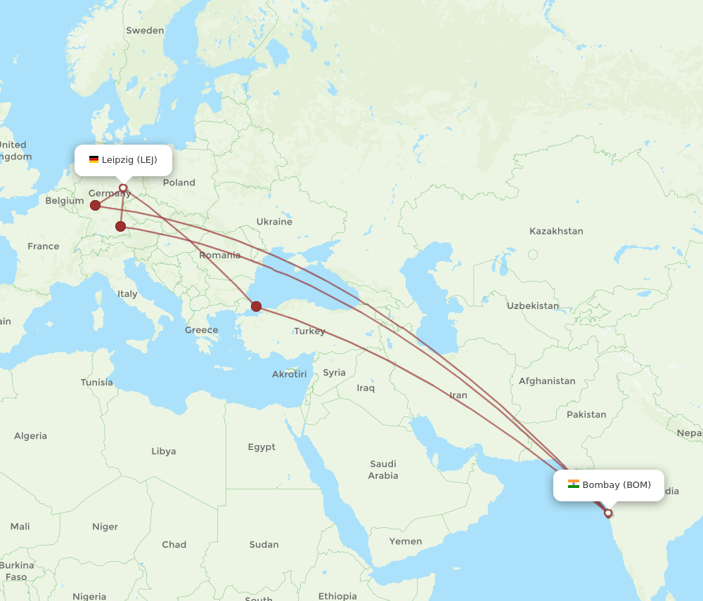 BOM-LEJ flight routes