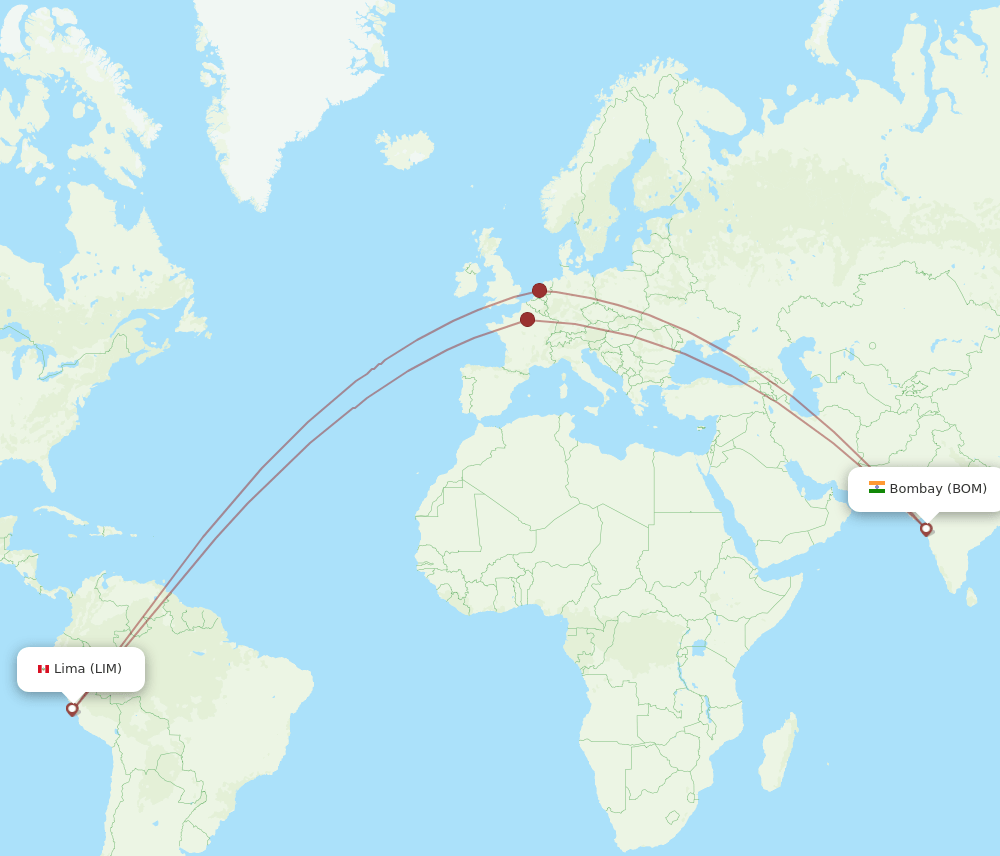 BOM to LIM flights and routes map