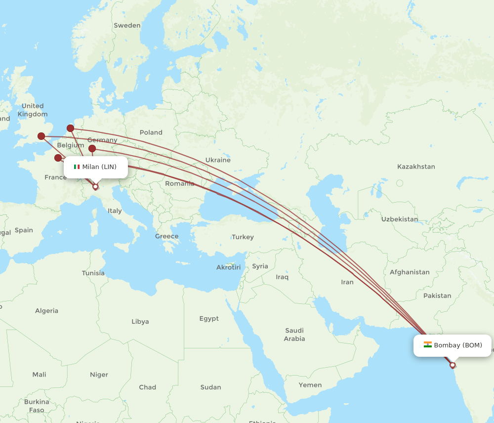 BOM-LIN flight routes