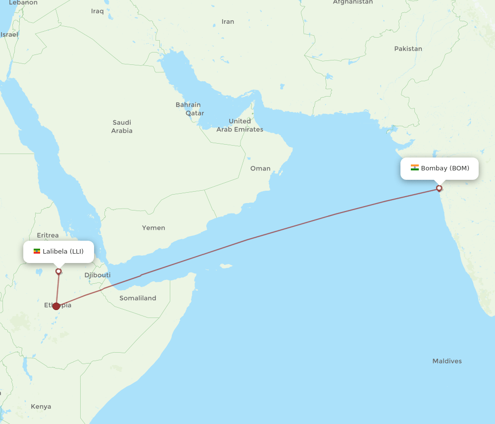 BOM to LLI flights and routes map