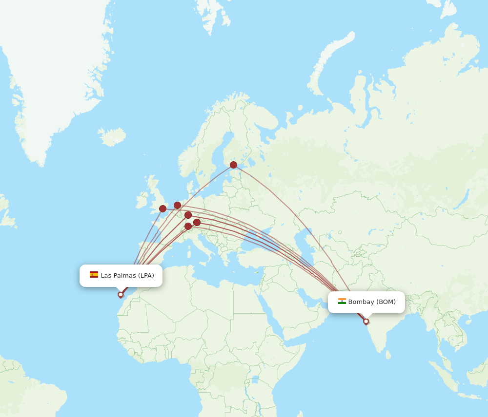 BOM-LPA flight routes
