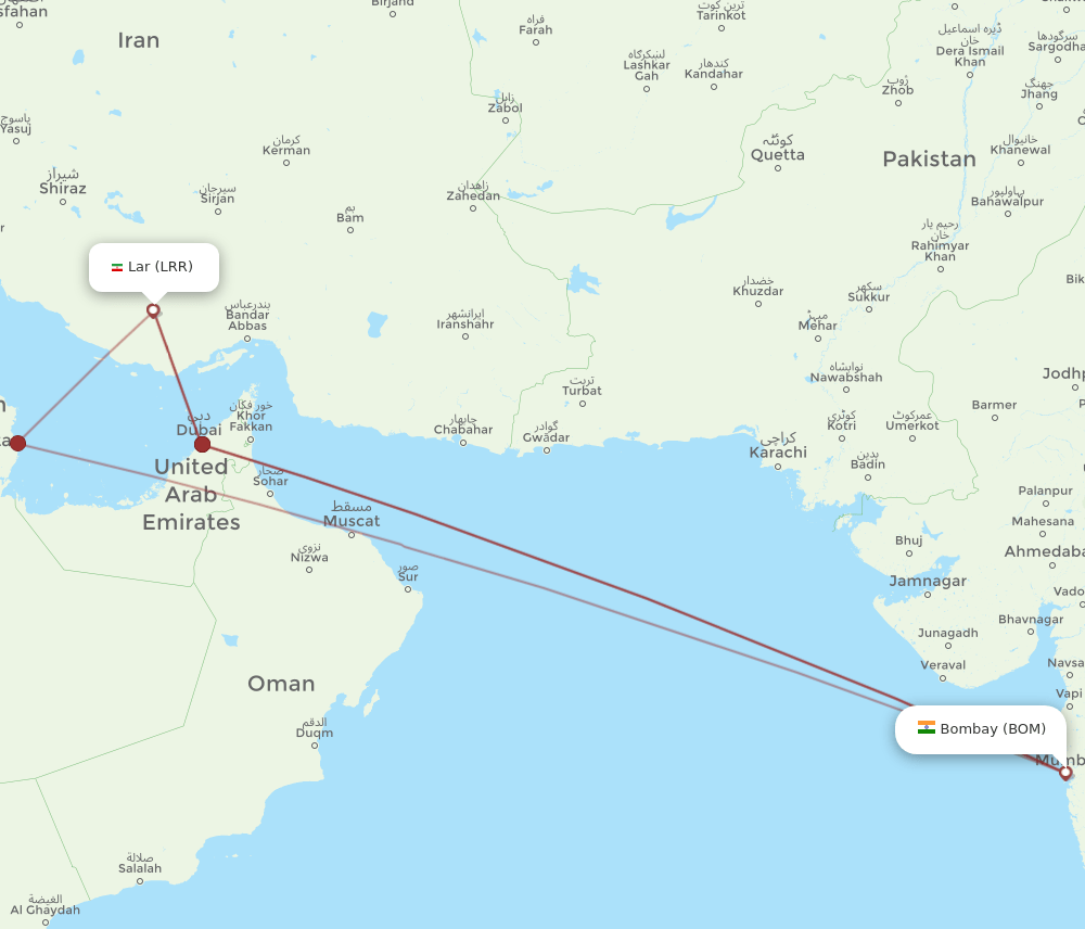 BOM-LRR flight routes