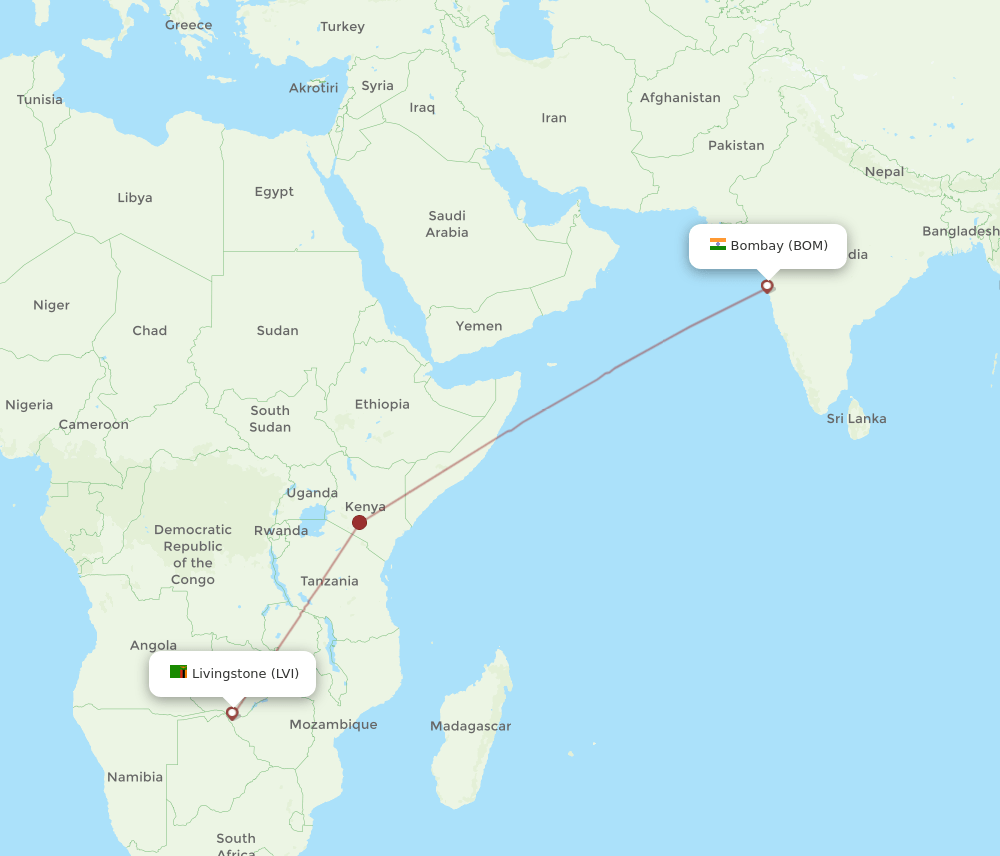 BOM-LVI flight routes