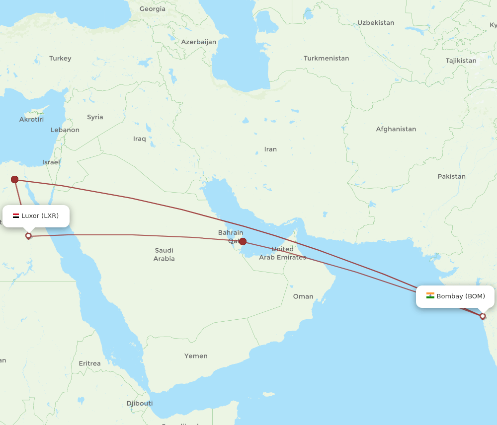 BOM-LXR flight routes