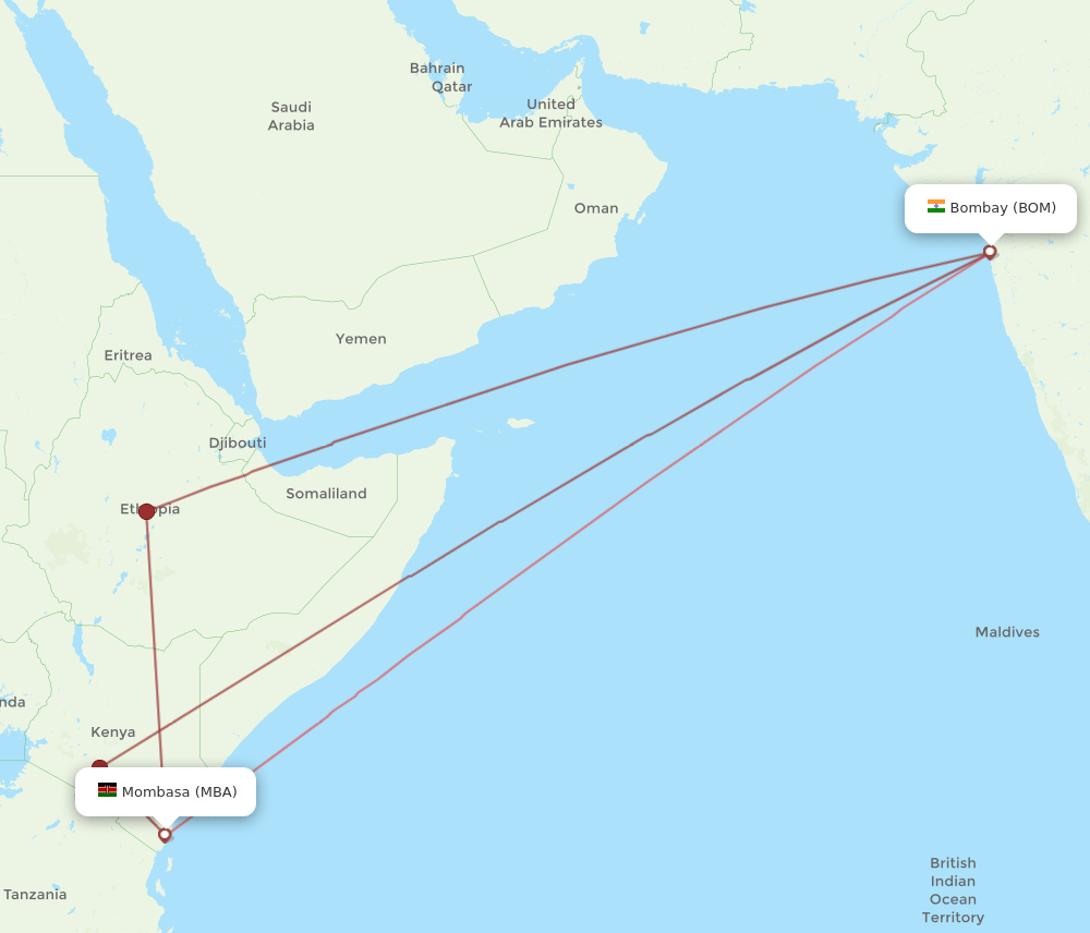 BOM-MBA flight routes