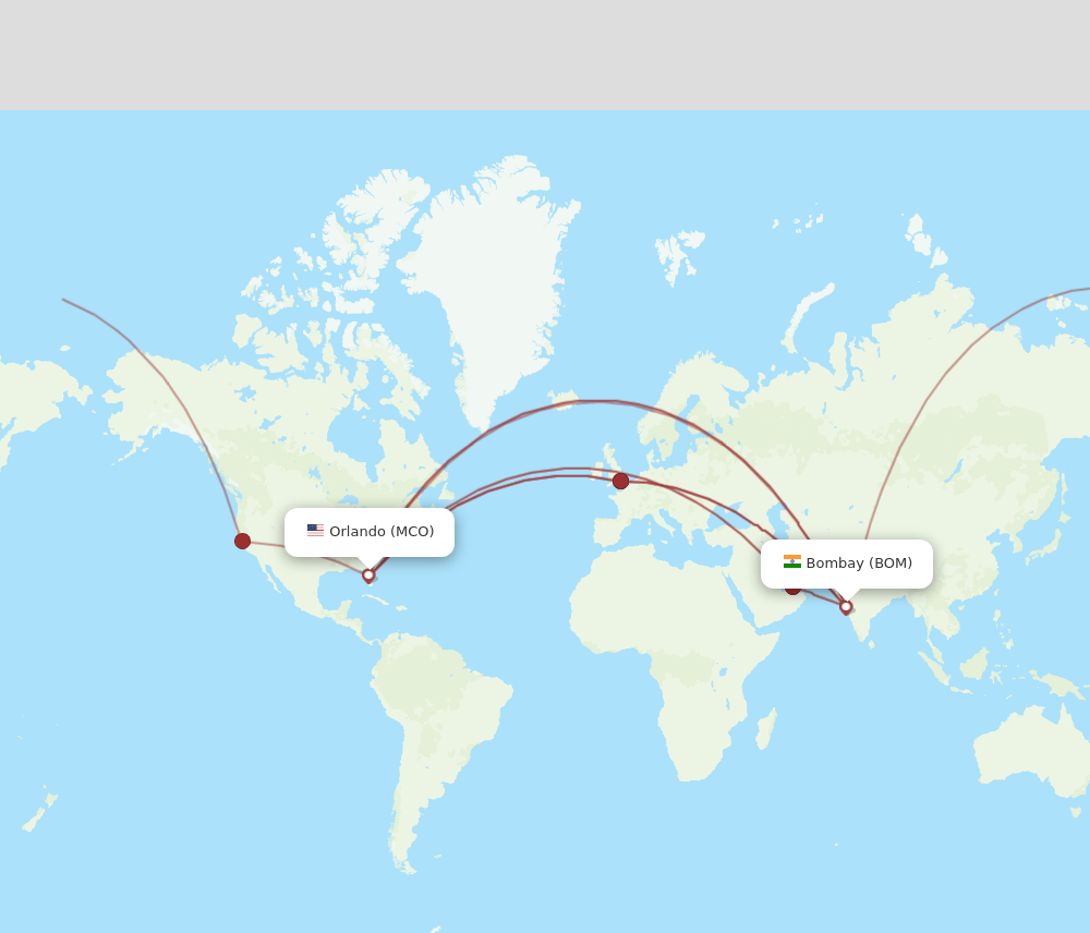 BOM-MCO flight routes