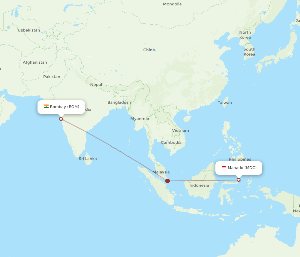 BOM-MDC flight routes